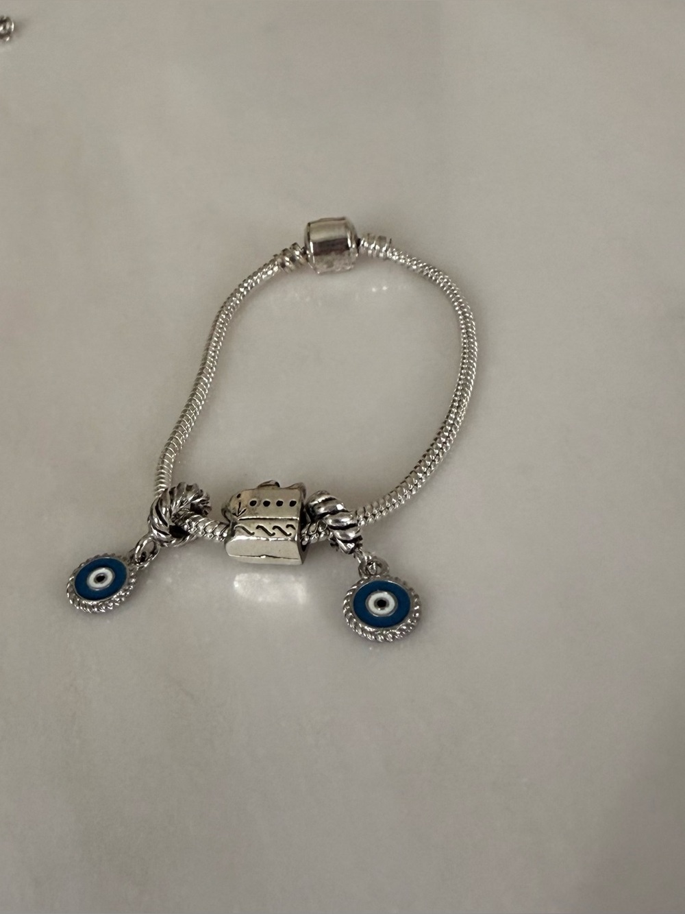 Pandora x Royal Caribbean Sterling Silver Charm Bracelet with Blue Evil Eye